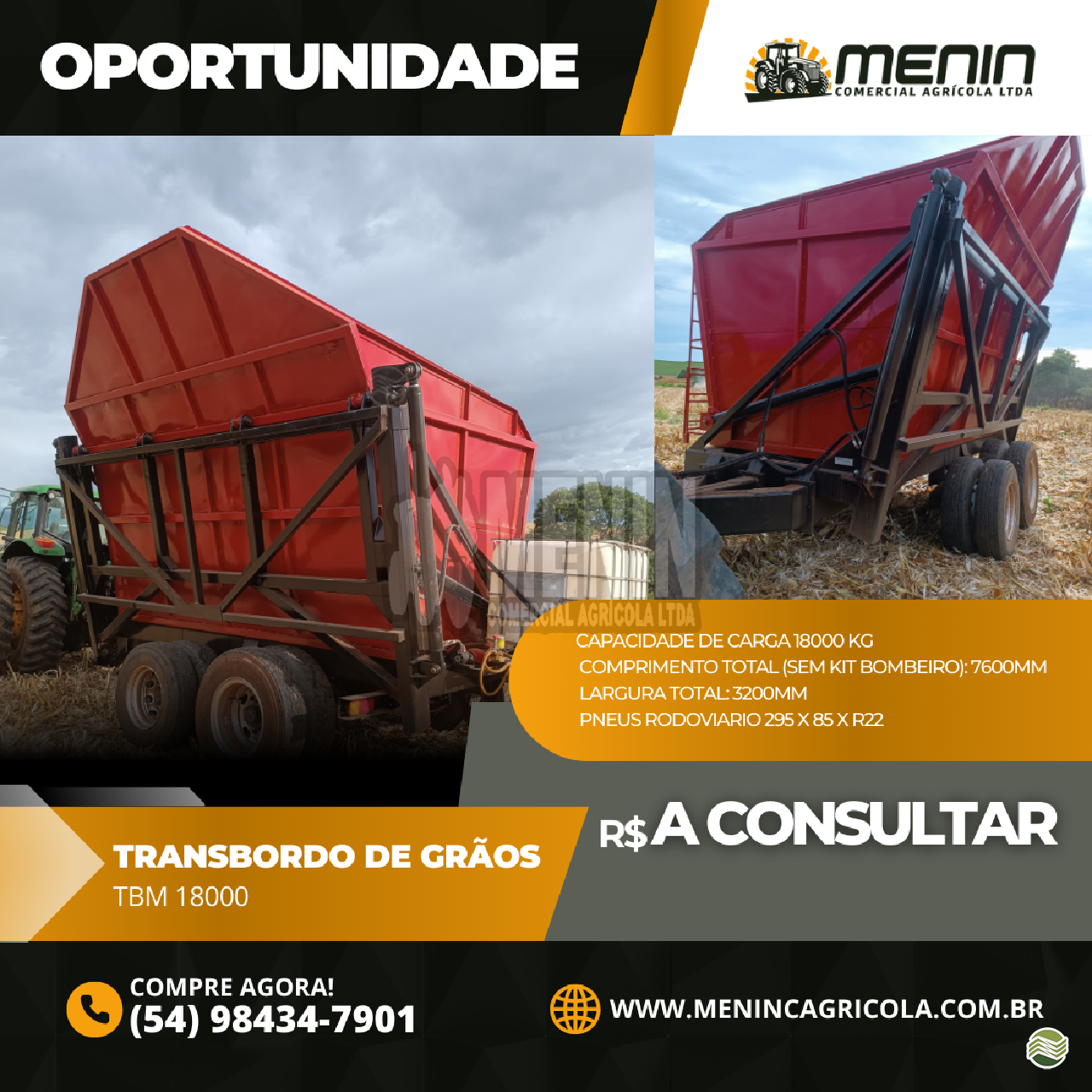 IMPLEMENTOS AGRICOLAS TRANSBORDO TRANSBORDO DE GRAOS Menin Comercial Agrícola QUATRO IRMAOS RIO GRANDE DO SUL RS